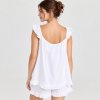 White Swiss Dot Ruffle Cami Set Supplier | Women's Cotton Sleepwear