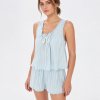 Blue Stripe Crinkle Cami and Shorts Set Supplier | Women's Cotton Sleepwear