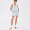 Blue Stripe Crinkle Cami and Shorts Set Supplier | Women's Cotton Sleepwear