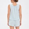 Blue Stripe Crinkle Cami and Shorts Set Supplier | Women's Cotton Sleepwear