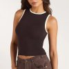 Chocolate Ribbed Knit Racerback Vest Top Supplier | Women's Cropped Lounge Top