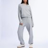 Heather Grey Melange Crewneck Sweatshirt and Wide Leg Pants Set Supplier | Women's Lounge Set