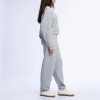 Heather Grey Melange Crewneck Sweatshirt and Wide Leg Pants Set Supplier | Women's Lounge Set