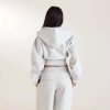Pearl Grey Cropped Zip-Up Hoodie and Wide Leg Pants Set Supplier | Women's Lounge Set