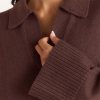 Chocolate Half Placket Knit Jumper and Wide Leg Trousers Set Supplier | Knit Loungewear