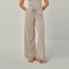 Greige Textured Knit Top and Wide Leg Pants Set Supplier | Women's Knit Loungewear