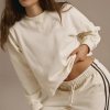 Cream Oversized Crewneck Sweatshirt and Striped Sweatpants Set | Women's Lounge Set