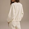 Cream Oversized Crewneck Sweatshirt and Striped Sweatpants Set | Women's Lounge Set