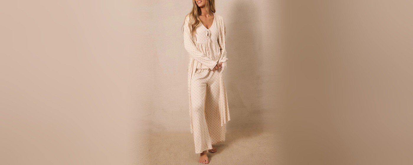 Blush floral modal jersey robe with open front and self-tie belt for private label sleepwear