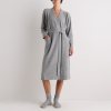 Heather Grey Cashmere Knit Robe Supplier | Women's Shawl Collar Dressing Gown
