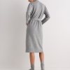 Heather Grey Cashmere Knit Robe Supplier | Women's Shawl Collar Dressing Gown