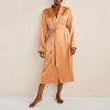 Copper Washable Silk Robe Supplier | Women's Collared Silk Dressing Gown
