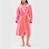 Burgundy Stripe Cotton Velour Robe Supplier | Women's Wide Stripe Gown