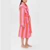 Burgundy Stripe Cotton Velour Robe Supplier | Women's Wide Stripe Gown
