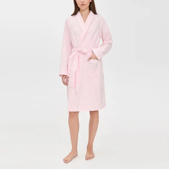 Pink Gingham Cotton Robe