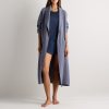 Mist Blue Waffle Cotton Robe Supplier | Turkish Cotton Spa Gown