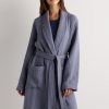 Mist Blue Waffle Cotton Robe Supplier | Turkish Cotton Spa Gown
