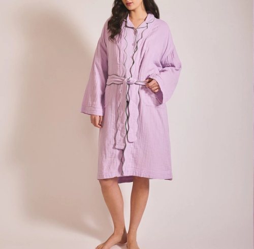 Crinkle Cotton Robe Supplier | Women's Open Front Dressing Gown