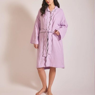 Crinkle Cotton Robe Supplier | Women's Open Front Dressing Gown