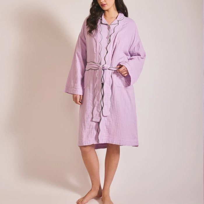 Crinkle Cotton Robe Supplier | Women's Open Front Dressing Gown