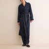 Men's Navy Piped Cotton Robe Supplier | Contrast Piping Dressing Gown