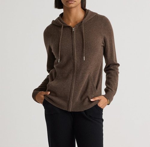 Women's Cashmere Knit Zip-Up Hoodie, Loungewear Manufacturer