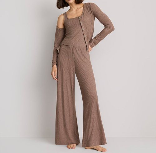 Women's Heathered Ribbed Wide Leg Lounge Pants, Loungewear Manufacturer