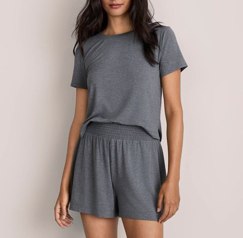 Women's Heathered Modal Smocked Waist Lounge Shorts, Loungewear Manufacturer