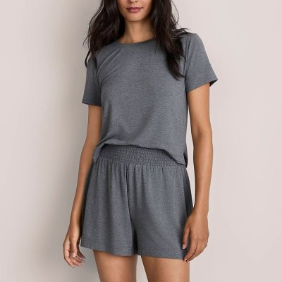 Women's Heathered Modal Smocked Waist Lounge Shorts, Loungewear Manufacturer