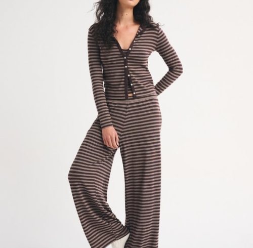 Women's Modal Blend Striped Wide Leg Lounge Pants, Loungewear Manufacturer