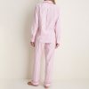 Women's Red Ticking Stripe Cotton Pajama Set, Sleepwear Manufacturer