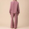 Women's Burgundy Checkerboard Cotton Pajama Set, Sleepwear Manufacturer