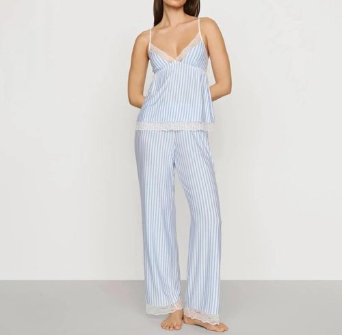 Women's Wholesale Modal Striped Cami and Wide Leg Pant Set