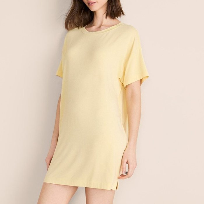 Custom Women's Modal Pajama Tee Dress with Side Slit