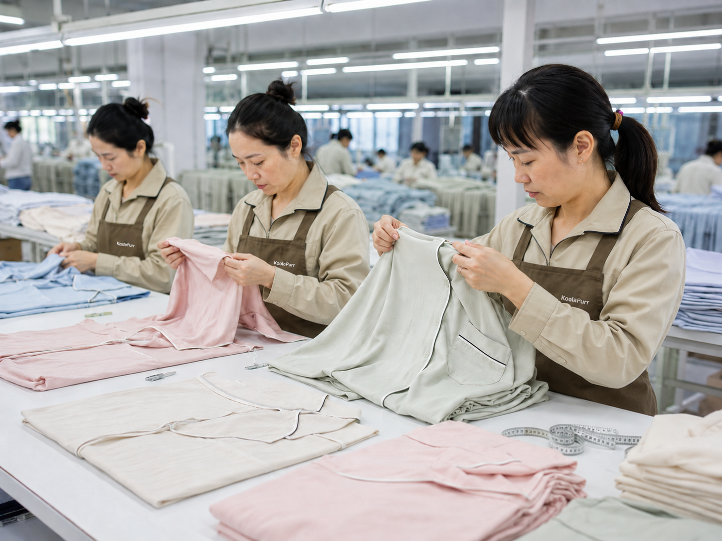 Quality control inspection during sleepwear production