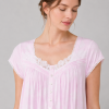 Custom Modal Nightgown | Lace Trim Short Sleeve Floral Sleep Dress