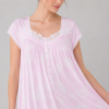 Custom Modal Nightgown | Lace Trim Short Sleeve Floral Sleep Dress