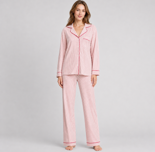 Striped Cotton Pajama Set Manufacturer | Women's Long Sleeve Sleepwear