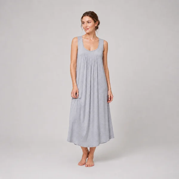 Sleeveless modal women's nightgown with a pleated sleep dress design
