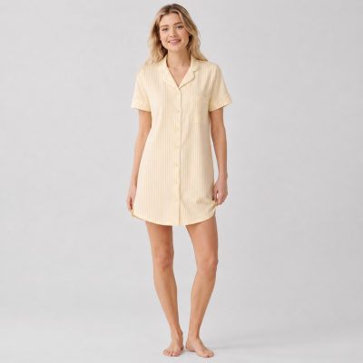 Private Label Striped Cotton Nightshirt | Women's Sleep Dress