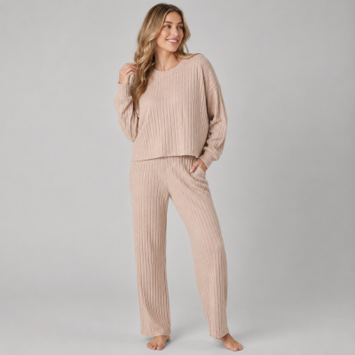 Ribbed Cotton Lounge Set Manufacturer | Women's Knit Loungewear