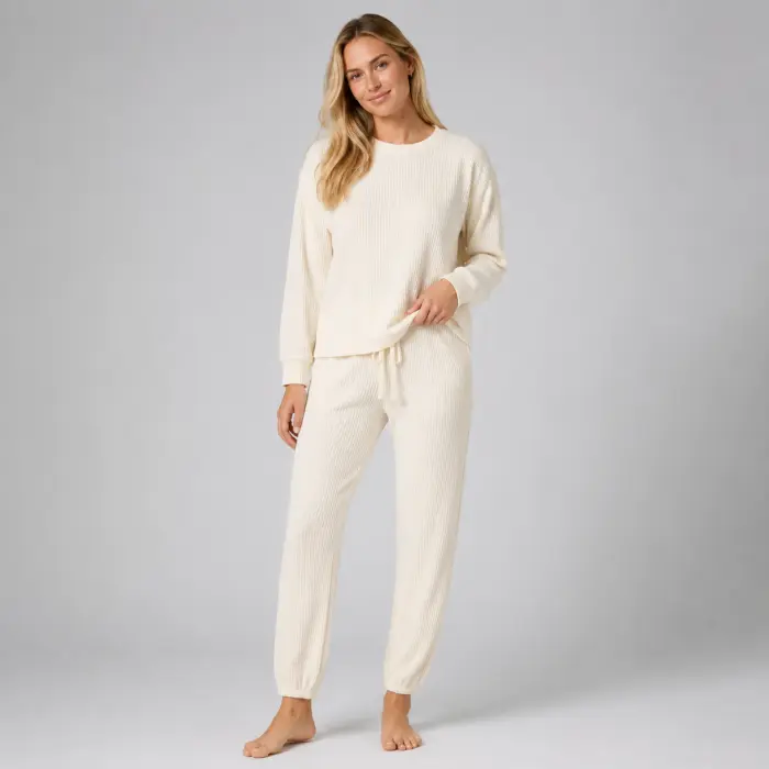 Cotton Waffle Knit Lounge Set