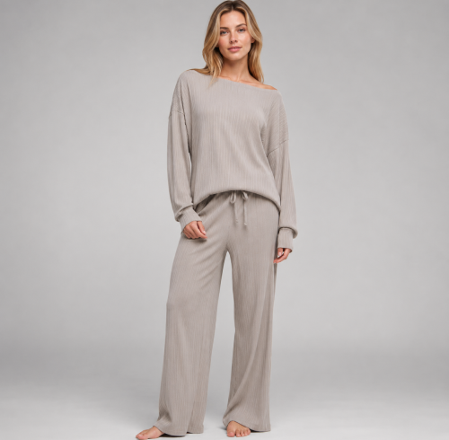 Boat Neck Ribbed Modal Lounge Set | Women's Private Label Homewear