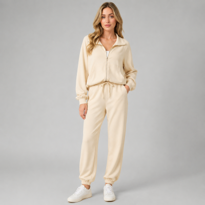 Women's Viscose Zip Up Lounge Set | Private Label Jogger Set