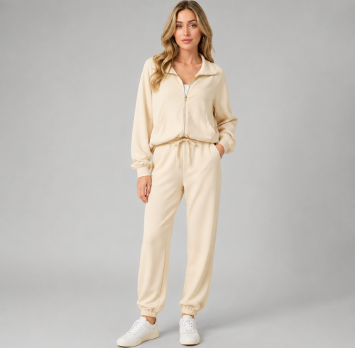 Women's Viscose Zip Up Lounge Set | Private Label Jogger Set