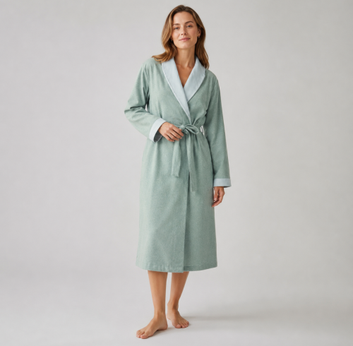 Women's Flannel Shawl Collar Bathrobe | Private Label Robe Manufacturer