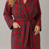 Red Tartan Flannel Bathrobe | Private Label Women's Robe Manufacturer
