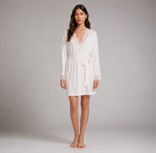 Lace Trim Modal Robe | Private Label Women's Sleepwear Manufacturer