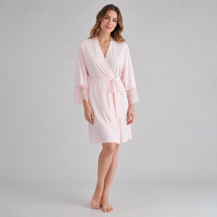 Bamboo Lace Sleeve Robe | OEM Women's Sleepwear Supplier