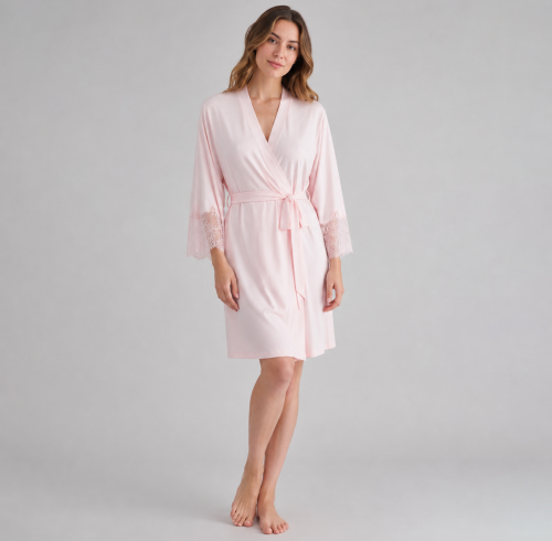 Bamboo Lace Sleeve Robe | OEM Women's Sleepwear Supplier